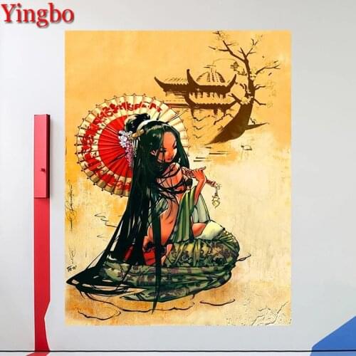 Abstract art sexy japanese woman diamond embroidery 5d diy diamond painting cross stitch full square round diamond embroidery