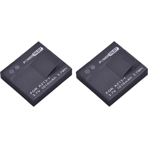 PowerTrust 2Pcs 1010mAh AZ13-1 AZ13 Rechargeable Battery For xiaomi yi 1 Action Camera Xiaomi YI AZ13 1 batteries