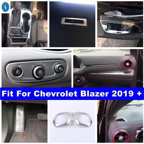 Accessories Coche / Silver Lift Button / Roof / Central Air AC / Gear Box / Footrest Cover Trim For Chevrolet Blazer 2019 - 2021