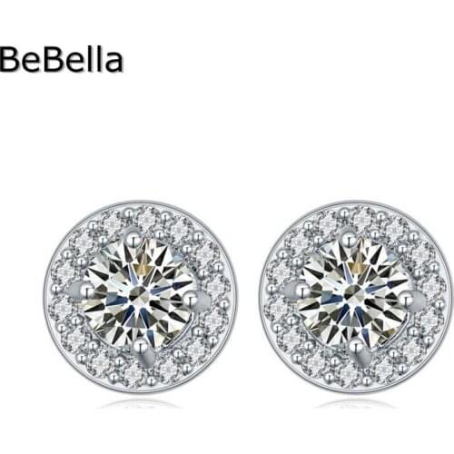 BeBella Romantic Round Shape Woman Stud Earrings Made With High Quality Zirconia For Wedding Jewelry
