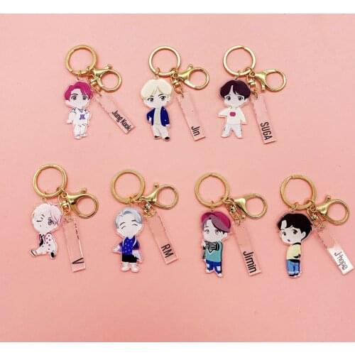 Kpop House of Bangtan Boys Keychains Acrylic Creative Keyrings Bag Pendant Key Tings Accessories