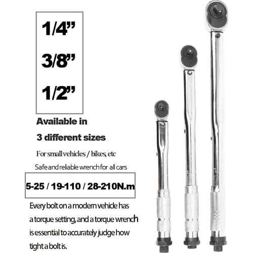 Onnfang Torque Wrench Bike 1/4 3/8 1/2 Square Drive 5-210N.m Two-way Precise Ratchet Wrench Repair Spanner Key Hand Tools