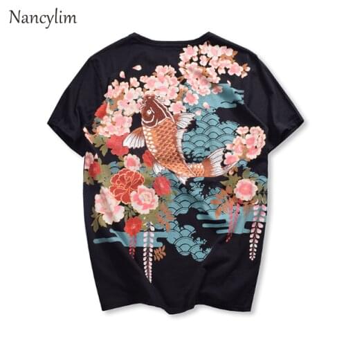 New Embroidery T-shirt Tattoo Embroidered Short Sleeves Loose T-shirt Women and Men Tshirts Cotton Camiseta Masculina