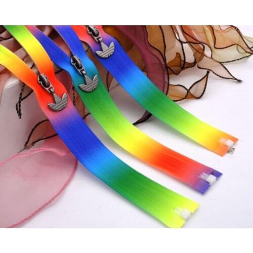 Graduated Colors Color Grad color gradient 7# nylon zipper reverse open-end 60/80/100/120cm for bags garment shoes coat clothes