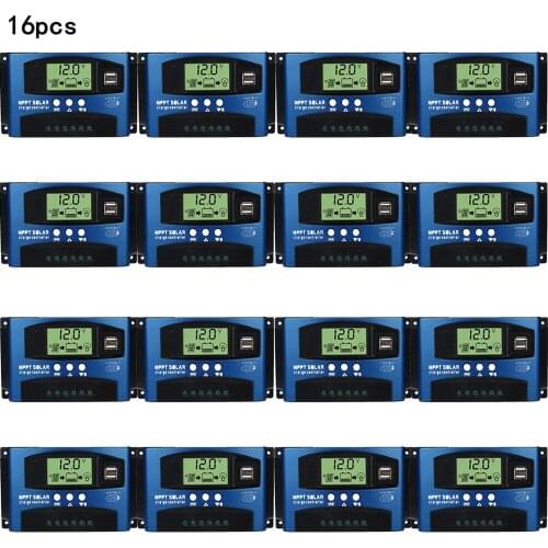 1/2/4/8/16pcs MPPT Solar Charge Controller 40/50/60/100A Solar Power Regulator 12V 24V Auto Dual USB LCD Display Load Discharger