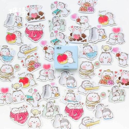 Cute Animal Hamster Series Cute Boxed Kawaii Stickers Planner Scrapbooking Stationery Japanese Diary Stickers