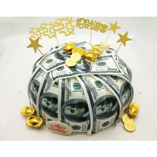 Money USD Dollar, GBP, Rupee, EUR Edible Wafer Paper for Cake Decorating, 36pcs Customized Wafer Transfer Cake Paper