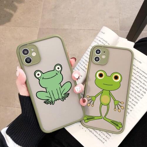 Mint Funny Crown Frog Phone Case for iphone 11 12 Pro Max X XS MAX XR 6s 7 8 Plus SE 2020 Back Hard Shockproof Cover Funda Shell