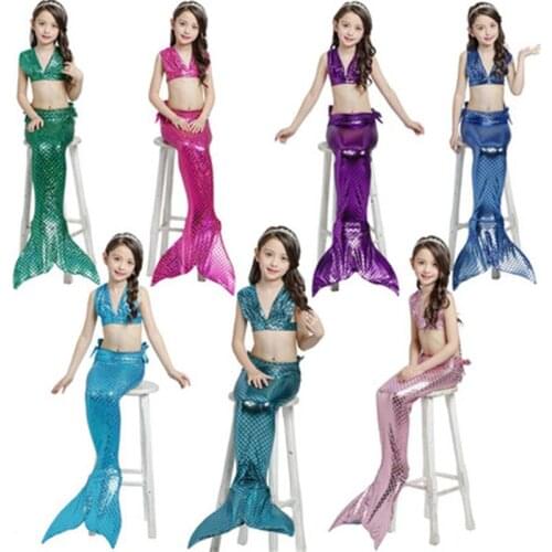 New fashion childrens mermaid skirt swimwear girls princess childrens swimming costume girl beach split bikini costume