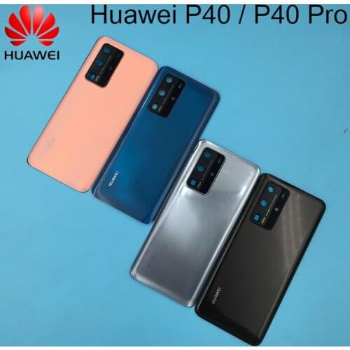 Original Huawei P40/P40 Pro Back Battery Glass Back Cover Rear Door Housing Case Replacement Parts + Camera Lens Frame & Logo