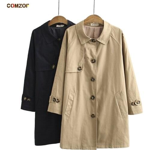 2020 Autumn women loose trench coat long sleeve tops clothing plus size new arrival windbreaker womens casual coats XL-4XL