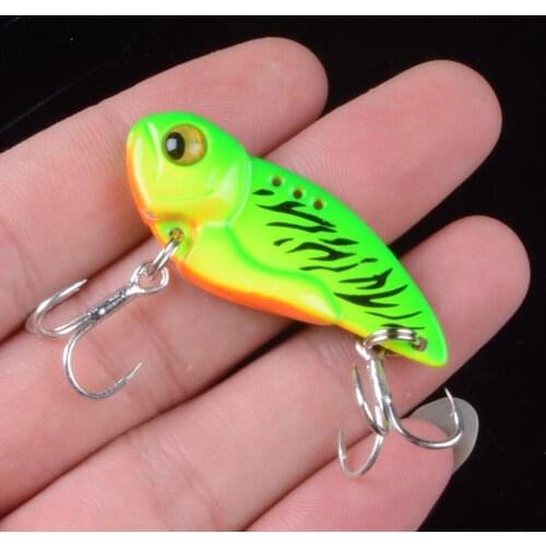 1pcs Metal VIB 45mm 12.8g Fishing Lure Vibration Spoon Hard Baits Crankbait Wobbler Swimbait Cicada VIB Tackle 3DEyes
