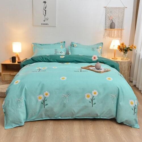 Simple Floral Bedding Set, Sanded Quilt Cover, Four-piece Set, Four-piece Set of Four Seasons New Bedding, Three-piece Set