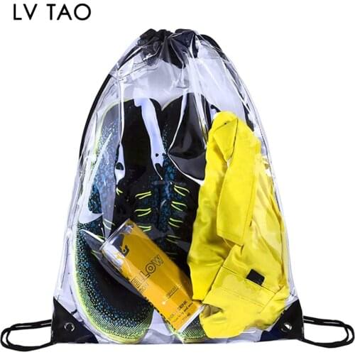 Clear Drawstring Bag Waterproof PVC Stadium Drawstring Backpack Shoes Clothes Backpacks Portable Sports Bag