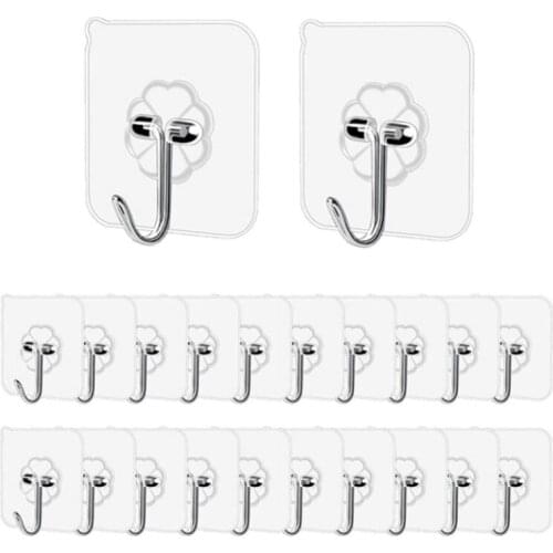 Nordic Natural 25 Pcs Bathroom Kitchen Wall Towel Curtains Clothes Keychain Mop Hanging Velcro Self-Adhesive Hook Organization