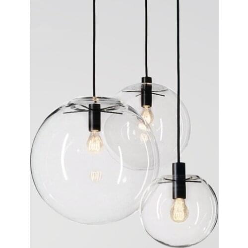 Modern Nordic Pendant Lights Clear Globe Glass Pendant Lamps Ball LED E27 light Fixtures For Living Room Kitchen Lustre
