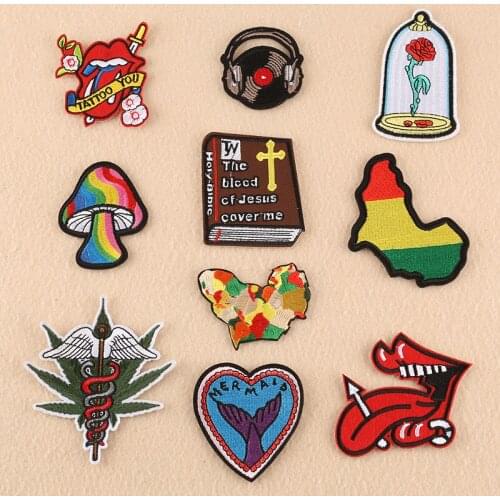 Magic Mushroom Christianity Bible DIY Article Stripe Clothing Apparel Bag Embroidered Iron on Sew on Patch