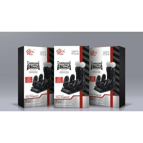 4xUSB Charging Dock Station Storage Cooling Stand Charger+2xFans for Playstation 4/PS4 Slim/Pro/PS VR/PS Move/Motion Controllers