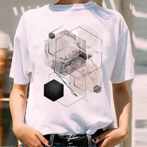 Women Graphic 90s Cute Geometric Watercolor Trend Spring Summer Geometric Fashion Print Female Clothes Tops Tees Tshirt T-Shirt