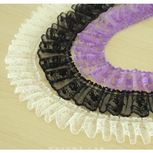 2M Purple Black Flower Embroidery Lace Ribbon Trims Fabric DIY Sewing Applique Collar Ruffle Craft Wedding Guipure Decor 6cm