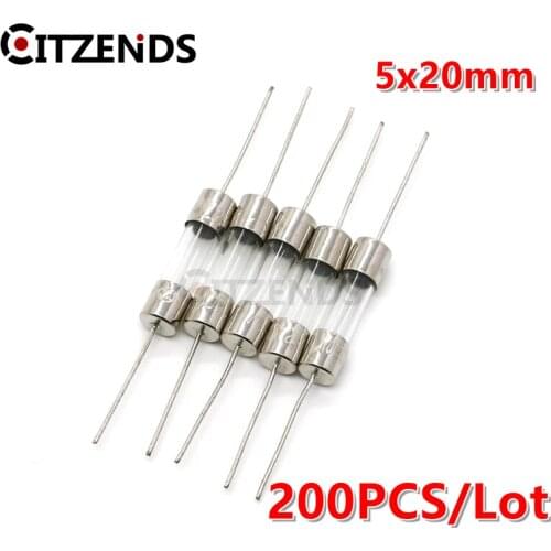 200Pcs/lot 5*20mm Take the lead Glass fuse tube With a pin 5x20mm 250V 0.5A 1A 2A 3A 4A 5A 6A 6.3A 7A 8A 10A 12A 15A 20A