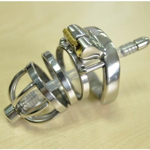 304 Stainless Steel Cock Cage,Male Chastity Device With Urethral Catheter,Penis Lock,Cock Rings,BDSM Adult Sex Toys For Men
