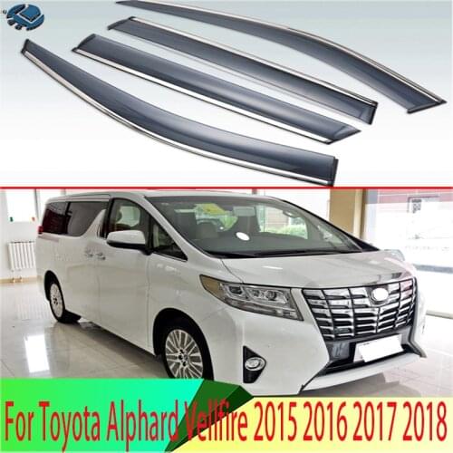 For Toyota Alphard Vellfire 2015 2016 2017 2018 Plastic Exterior Visor Vent Shades Window Sun Rain Guard Deflector 4pcs