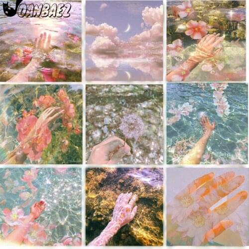 Lake Diamond Painting Hand and Water Cross Stitch Embroidery Sky Mosaic Kit Handmade 5D Diy Inlaid Craft Decoration Gifts