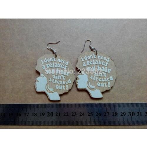 Free shipping!! 2017 Natural Afro Girl Wooden Earrings