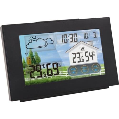 Wireless Indoor Thermometer Hygrometer USB Touch Screen Digital Alarm Clock Weather Station Barometer Forecast Meter