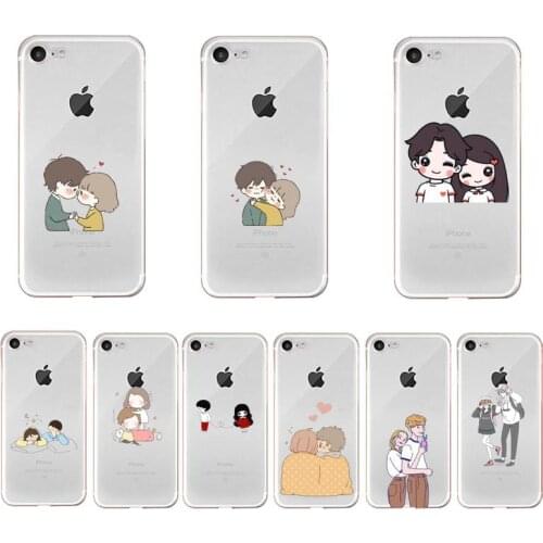 YNDFCNB Lovely couple Phone Case For iPhone X XS MAX 6 6s 7 7plus 8 8Plus 5 5S SE 2020 XR 11 11pro max Clear funda Cover