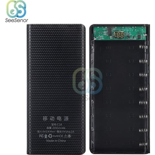 Dual USB 8X18650 Power Bank Battery Box LCD Digital Display Mobile Phone Charger DIY Shell Case Without Battery