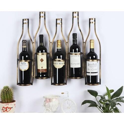 European-style red wine rack wall hanging living room dining room bar wine cabinet wine bottle holder Metal wine rack wall