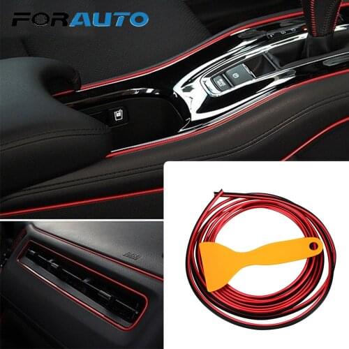 FORAUTO 3 Meters DIY Car Door Decor Strip Dashboard Edge Trim Line Protection Strip Interior Mouldings Decoration Car Seal