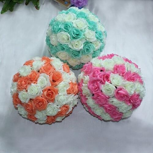 Hot 10pcs/Lot 15cm Diameter Silk Kissing Rose Flowers Ball for Wedding Party Centerpieces Floral Decoration You Choose Color