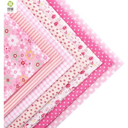 Hot Pink Floral Design Patchwork Cotton Fabric Fat Quarter Bundle Sewing Patchwork For Bags Clothes 7pcs/lot 50x50cm A1-7-1