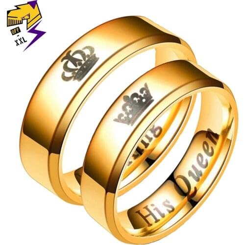 His Queen Her King Couple Letter Ring for Women Men Stainless Steel Lovers' Finger Rings Pomise Gift Alliance Fashion Jewelry