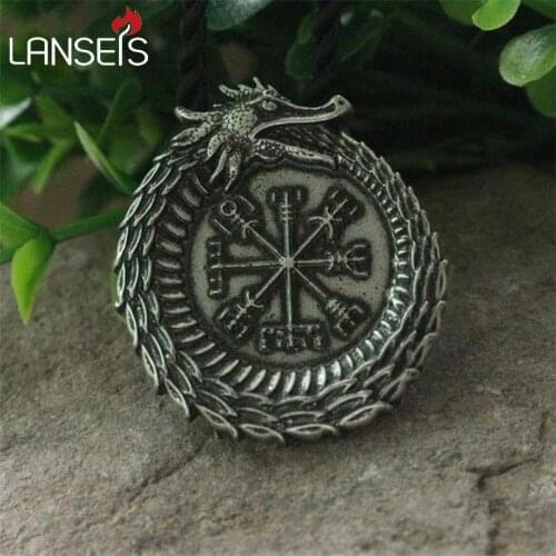 Lanseis 1pcs viking pendant Vegvisir symbol nekclace,snake pendant jewelry