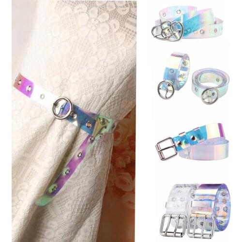 2020 New Double Grommet PVC Clear Belt For Women Fashion Pin Buckle Female Trousers Transparent Eyelet Waist Belts Ladies Jeans