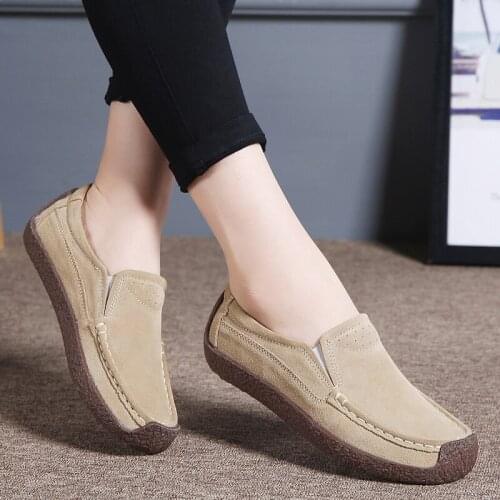 Designer Brand Luxury Women Shoes Kid Suede Loafers Women Black Gray Blue Red Flats Shoes Breathable Lightweight Walking Shoes