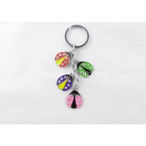 MMM888 ( 1Pcs Enamel Colorful Ladybird Cartoon Keychain Male Womens Car couple Key Chain Key Ring For Christmas Gift