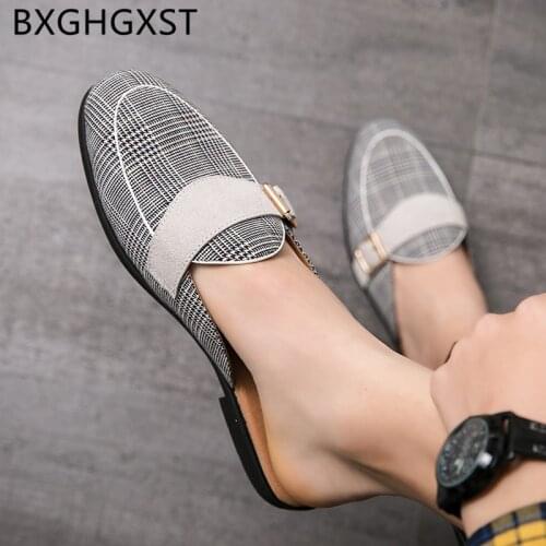 Coiffeur half shoes for men fashion Rhinestone mules shoes men slippers summer black 2020 slippers outdoor mens shoes casual