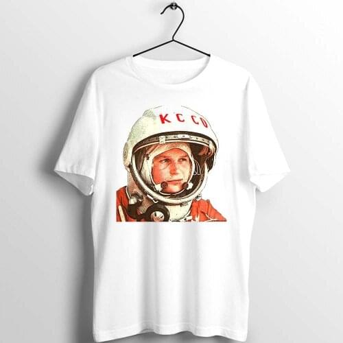Mens T Shirt First Woman Into Space Soviet Cosmonaut Valentina Tereshkova Artwork Art Printed Tee