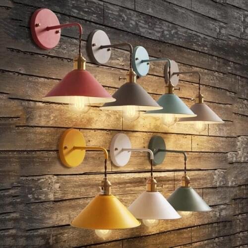 7 Colour Macaron Simple Wrought Iron Wall Lamps for Living Room Bedroom,Hot Sales Stair Light Restaurant Decorate Wall Lights
