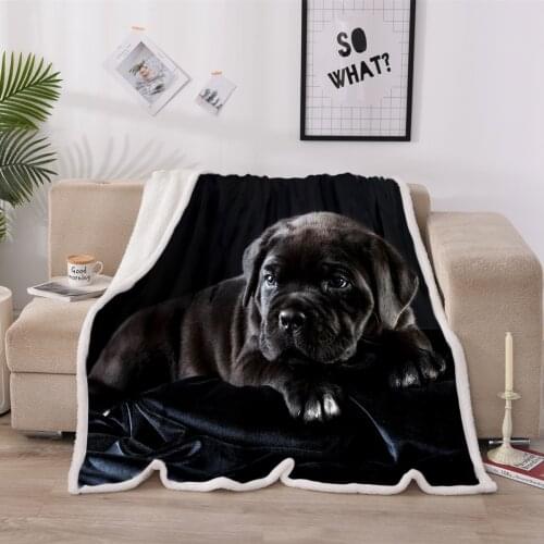 Animal Black Dog 3D Print Throw Blankets Fleece Blanket For Beds Home Textiles Luxury Winter Decor Gift Warm Fashion Spring