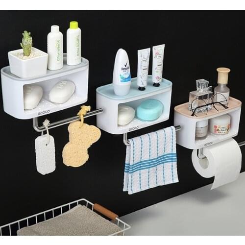 QD Soap Rack No Drilling Wall Mounted Double Layer Soap Holder Soap Sponge Dish Bathroom Accessories Soap Dishes Self Adhesive