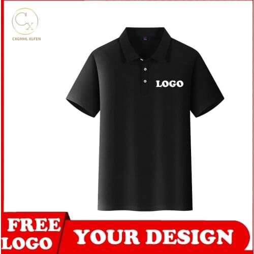 POLO shirt top 8-color custom logo short-sleeved cotton-feel plain weave lapel printing DIY brand text