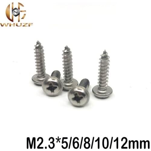 M2.3*5/6/8/10/12mm 304 stainless steel Cross Round Head Self Tapping Screw With Pad Pan Head Tapping Screws