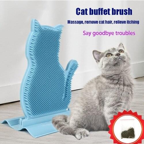 Cat massage brush, cat massage anti-itching tool installed in the corner, grass comb, cat hair removal grooming device