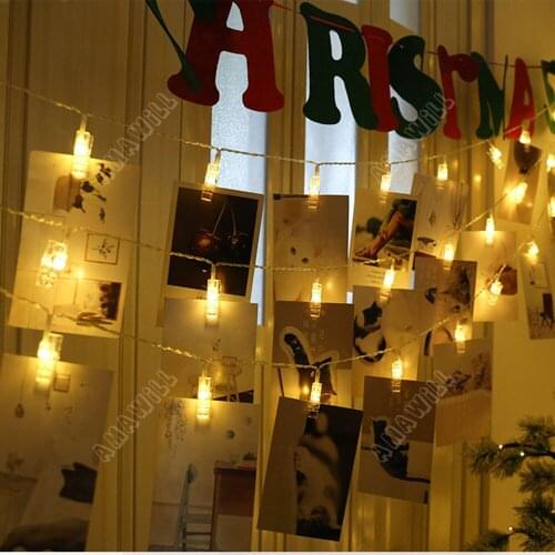 Amawill 2m LED Photo Clip String Lights Wedding Supplies Led Lamp Garland For Birthday Christmas Home Decor Fairy Lights Battery